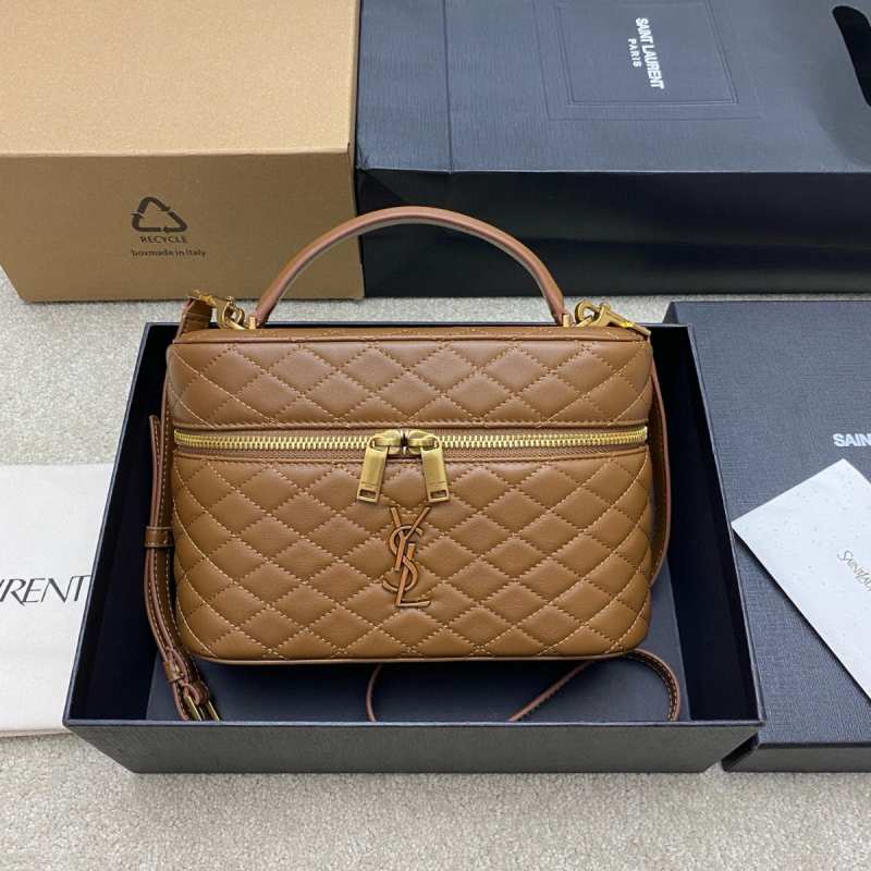 Saint Laurent Gaby Large Vanity bag in Lambskin-Brown