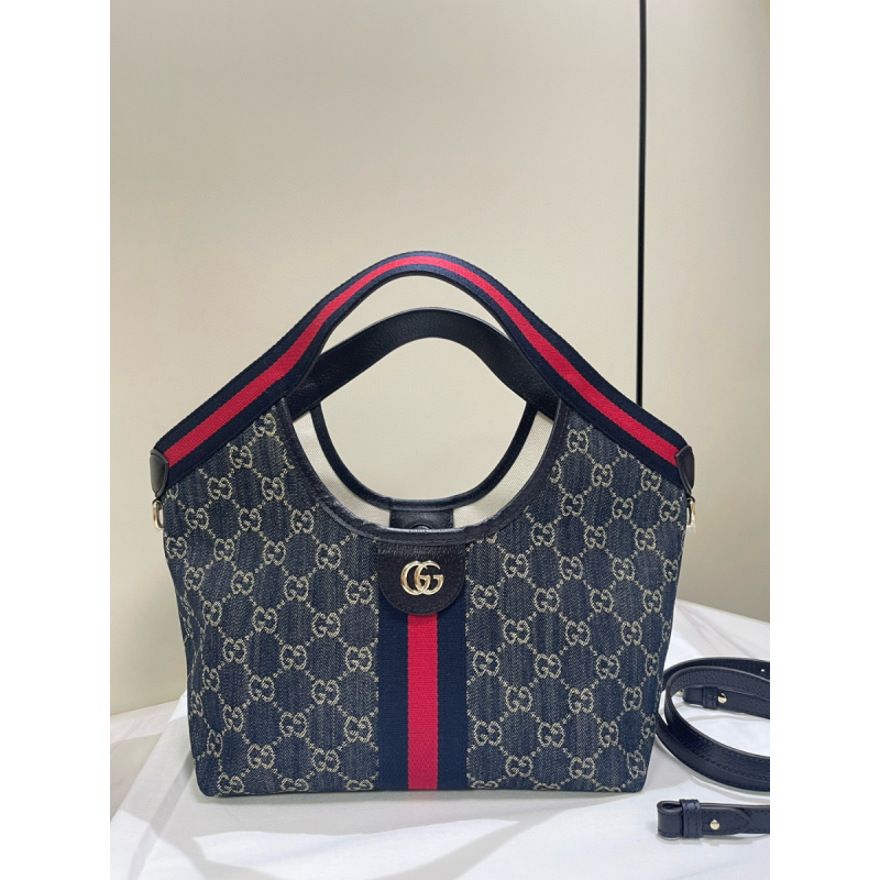 Gucci Giglio small tote bag-Blue and white GG denim