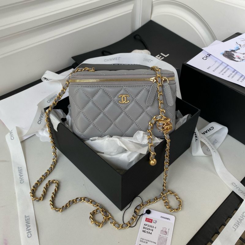 Chanel Vanity mit Kette Tasche-Grey