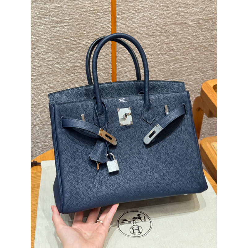 Hermes Birkin 25 / Birkin 30  in Togo Leather-Navy blue