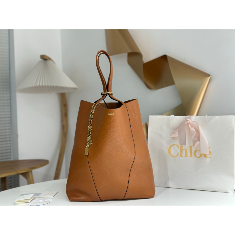 chloe Große Spin Tote-Clay brown