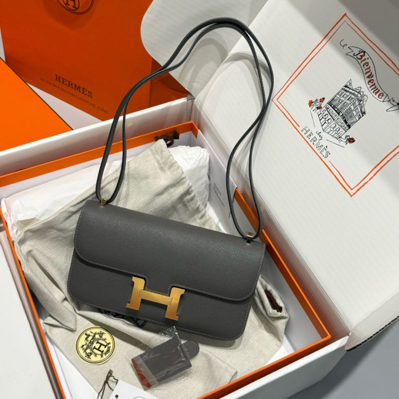 Hermes Constance Elan Shoulder Bag in Epsom Leather-Dark grey