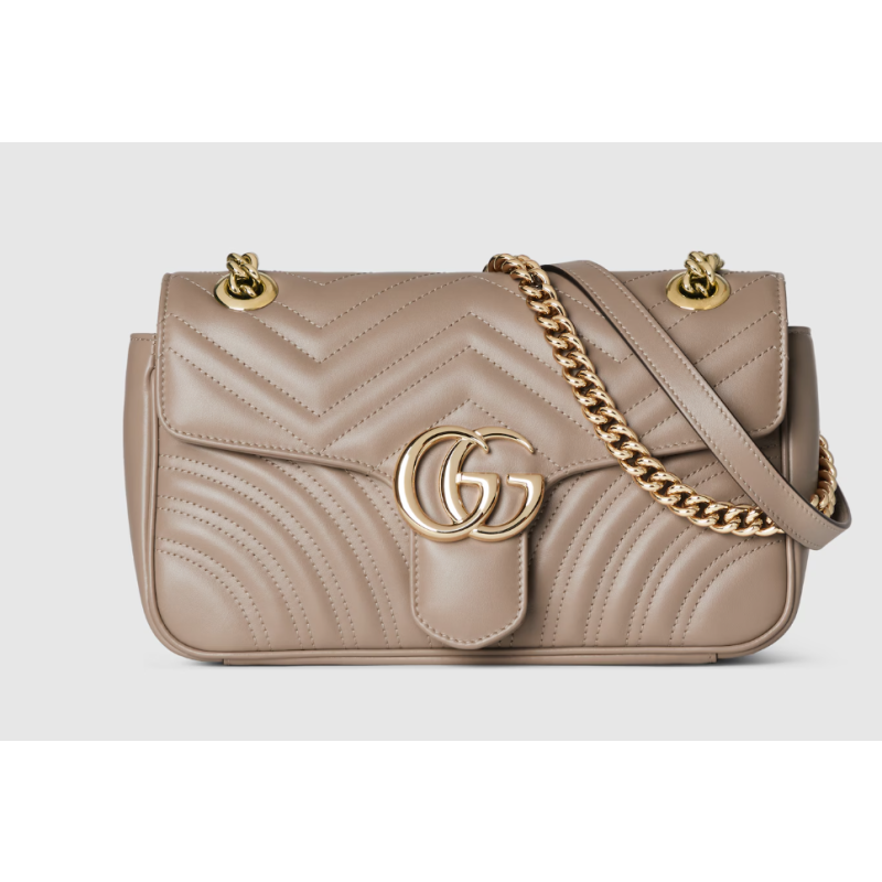 Gucci GG marmont Small Shoulder Bag- Light Grey leather 