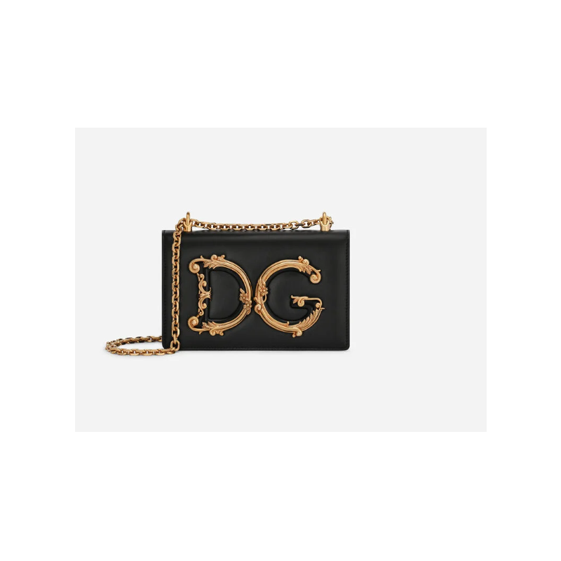 Dolce Gabbana Nappa Leather DG Girls Shoulder Bag-Black