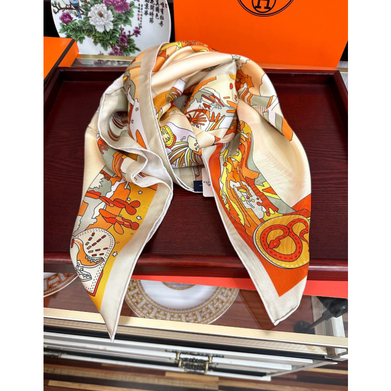 Hermes silk square scarf 90cm