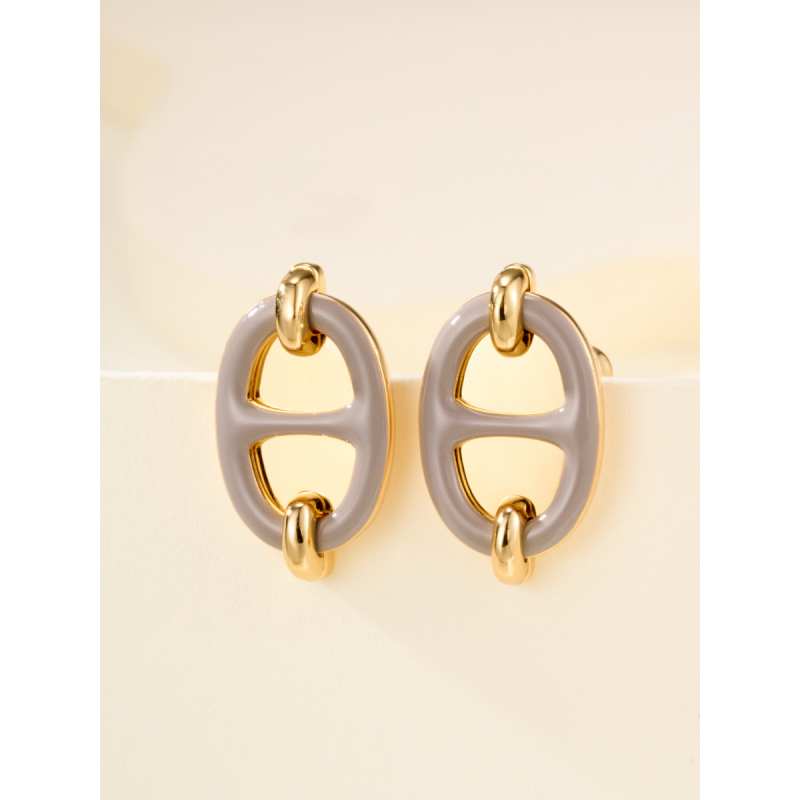 Hermes Mini Mailon Earrings-Etoupe
