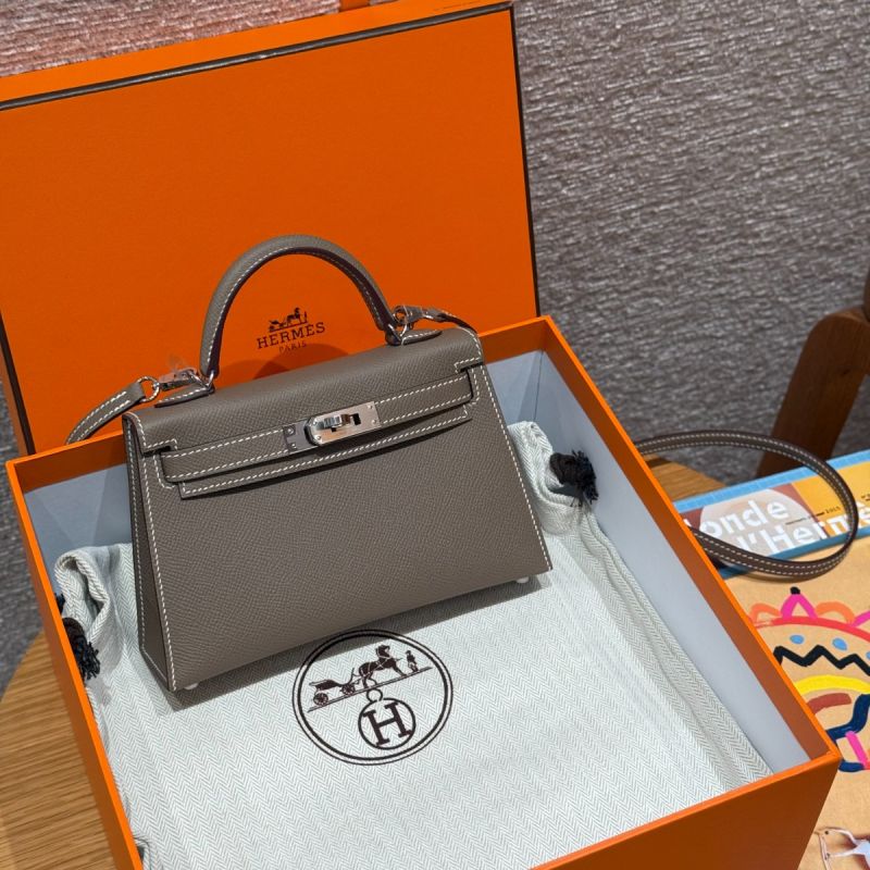 Hermes Mini Kelly in Epsom leather-Etoupe